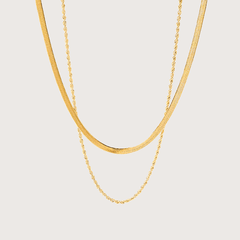 Herringbone & Rope Layered Necklace - Cadena Jewellery