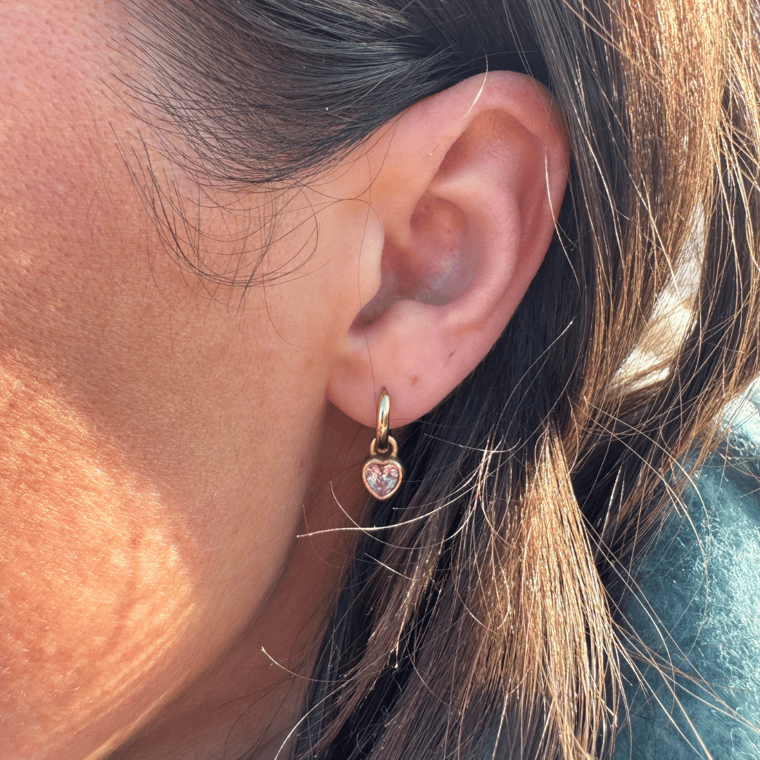 Heart Drop Earrings (Pink) - Cadena Jewellery