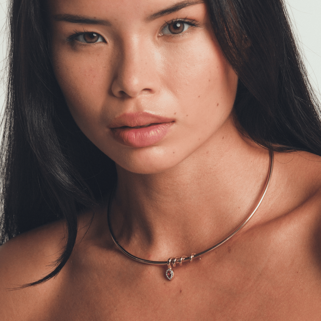 Rachelle Necklace in Gold Red - Raena Stones