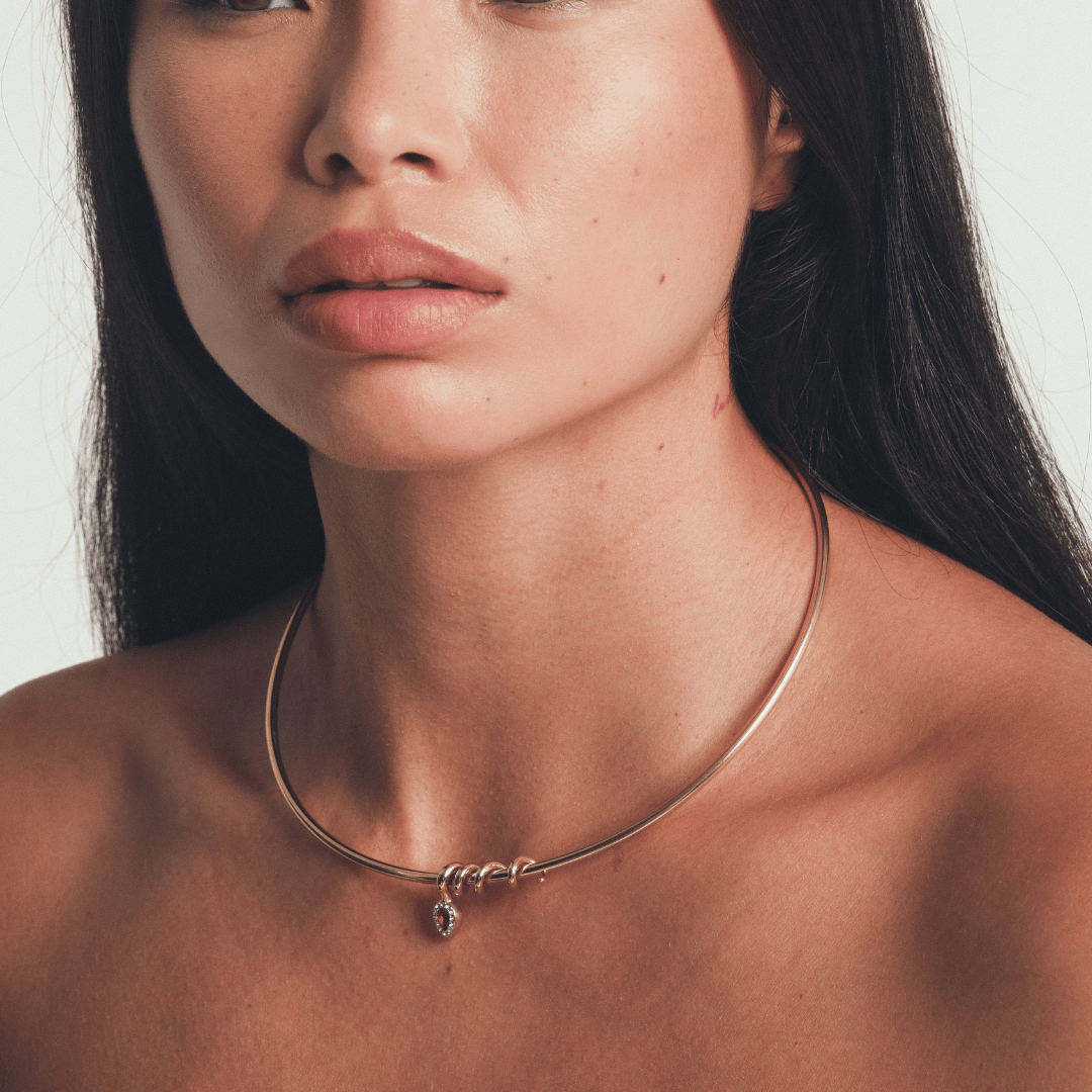 Rachelle Necklace in Gold Red - Raena Stones