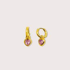 Heart Drop Earrings (Pink) - Cadena Jewellery