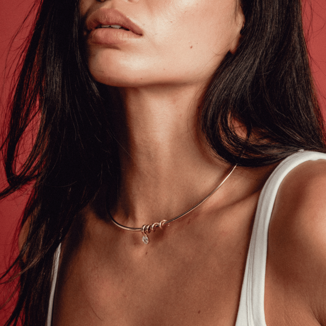 Rachelle Necklace in Gold White - Raena Stones