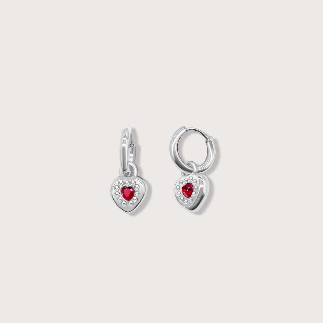 Bella Heart Drop Earrings in Silver - Raena Stones