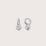 Bella Heart Drop Earrings in Silver - Raena Stones