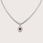 Heart Vintage Necklace in Silver Red - Raena Stones