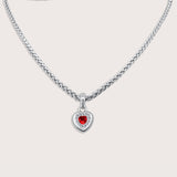 Heart Vintage Necklace in Silver Red - Raena Stones