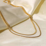 Herringbone & Rope Layered Necklace - Cadena Jewellery