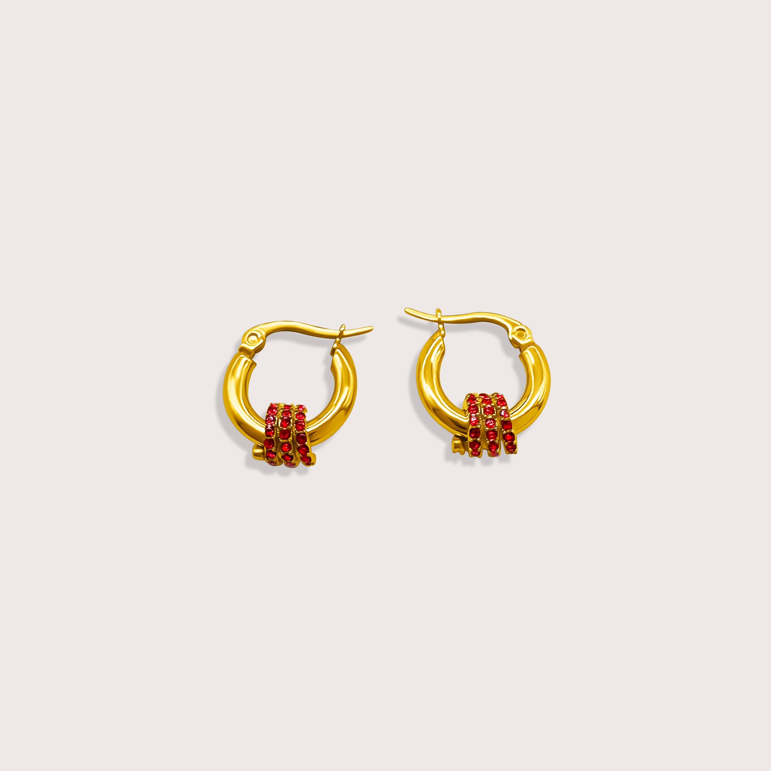 Luna Hoops in Gold Red