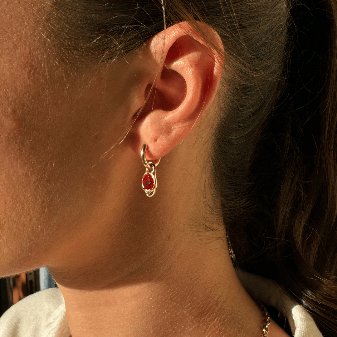 Carissa Earrings Gold Red - Cadena Jewellery